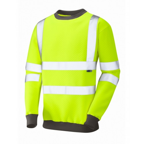 Leo Workwear Winkleigh Class 3 Yellow Hi Vis Sweatshirt